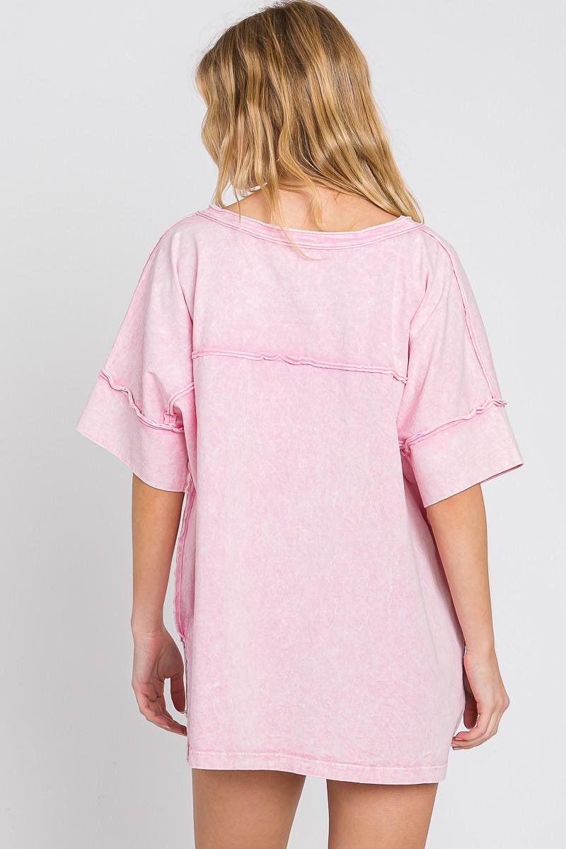Oversized V-Neck Tee Mineral Wash - Made in USA