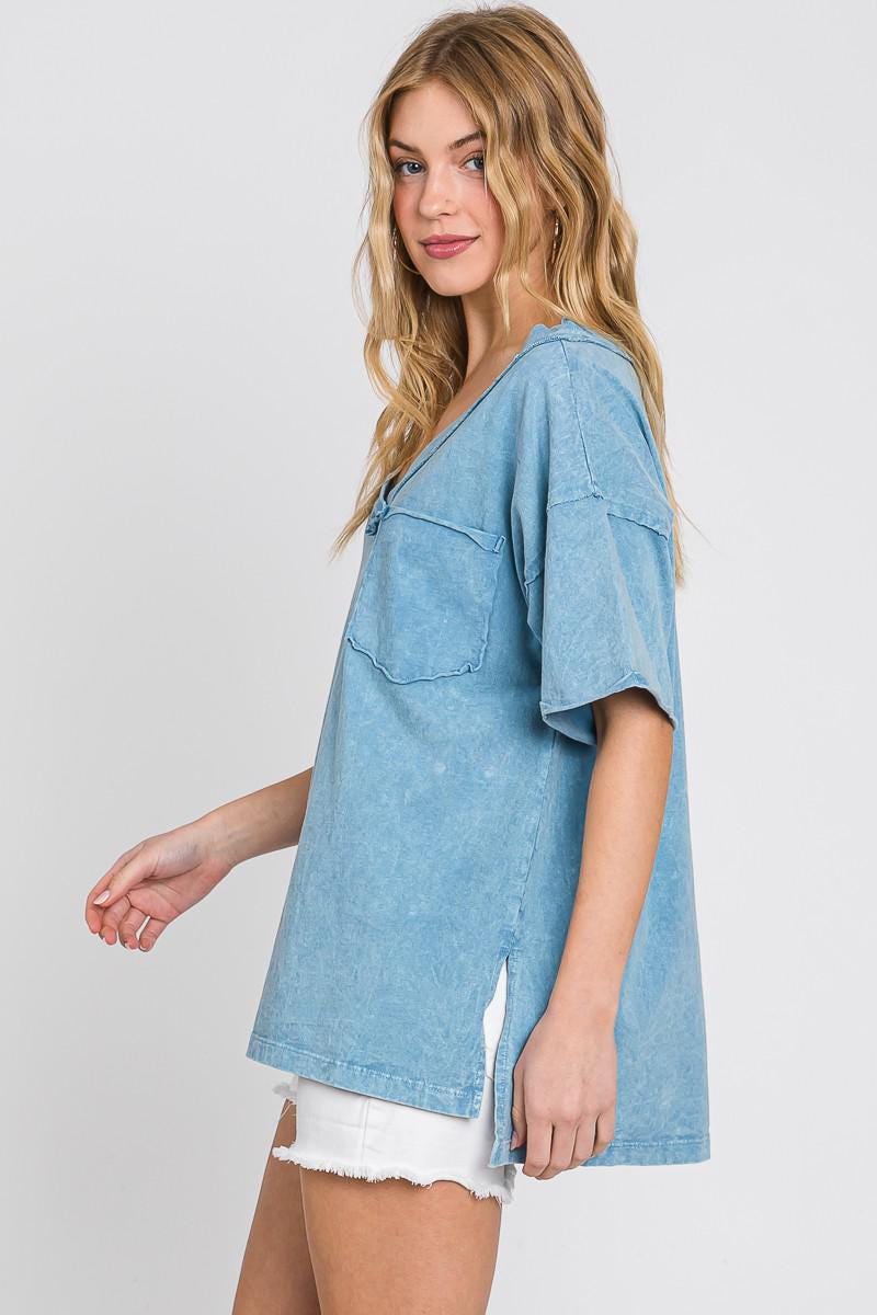 Boho V-Neck Women's Tee, Oversized/Slouchy Fit - Made in USA