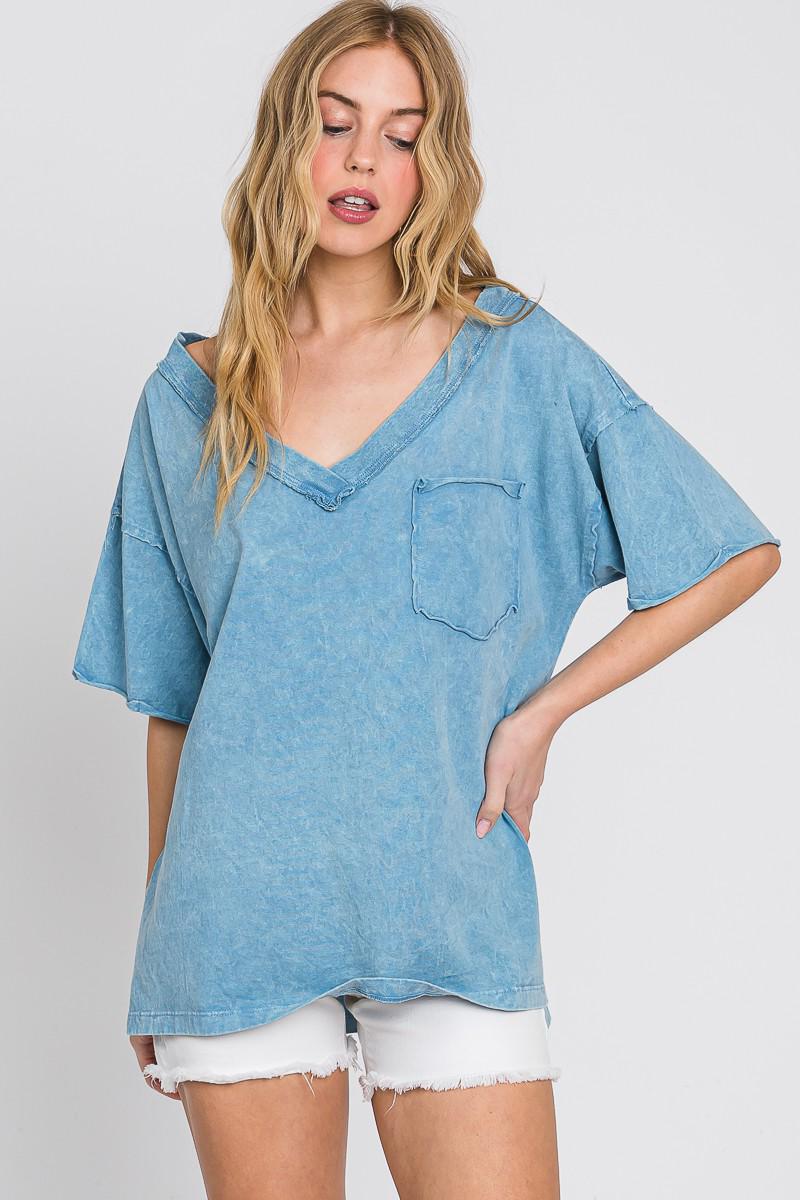 Boho V-Neck Women's Tee, Oversized/Slouchy Fit - Made in USA